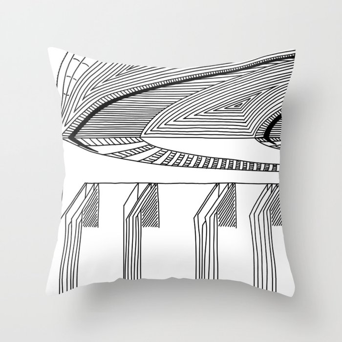 Geometric Architectural Bird - Head 01 Throw Pillow