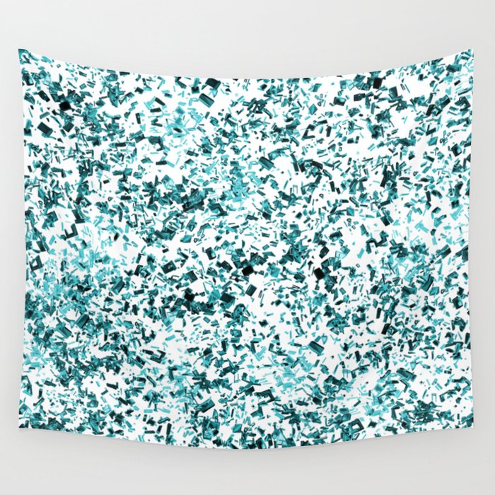 All Over Blue Glass Shards Ice Pattern Wall Tapestry