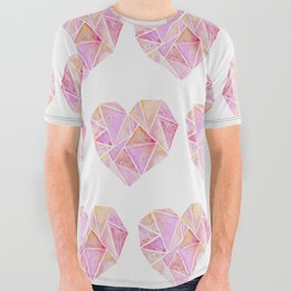 Geometric heart Pastel pink All Over Graphic Tee