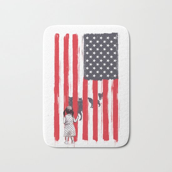 Little girl and wolves Bath Mat