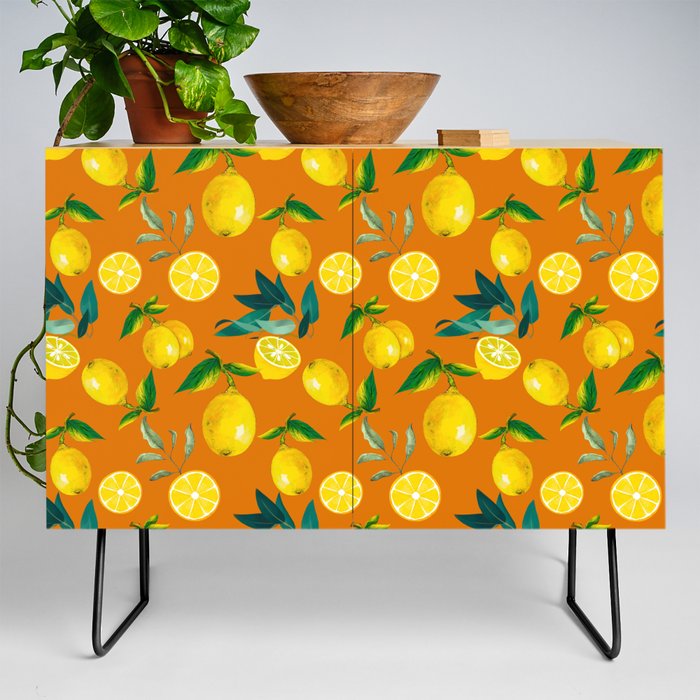 Summer, citrus ,Sicilian style ,lemon fruit pattern  Credenza