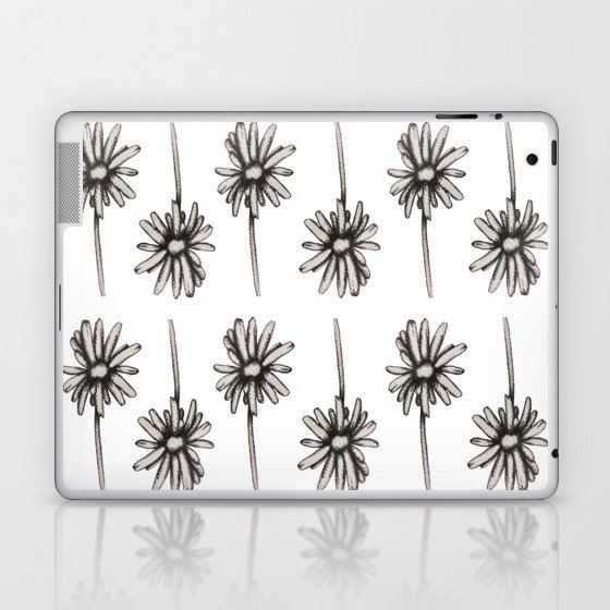 Speckled Daisy Black and White Print Laptop & iPad Skin