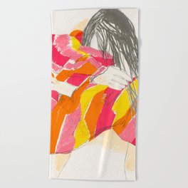 Woman, Early Stripes Beach Towel