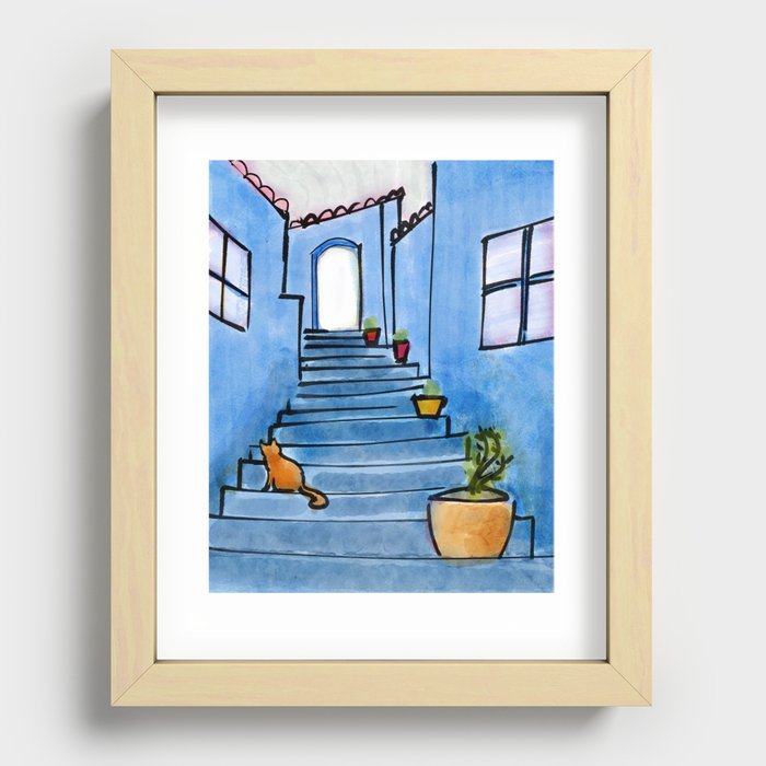 The Blue Metropolis of Morocco Recessed Framed Print