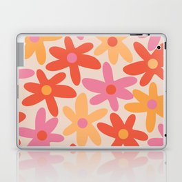 Daisy Time Retro Floral Pattern Pink Orange Laptop Skin
