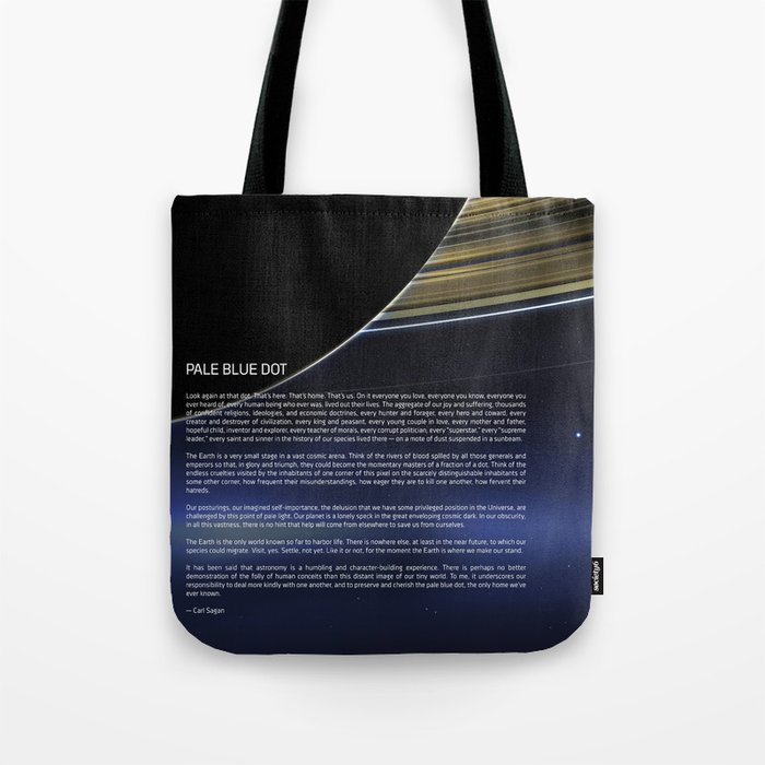 Pale Blue Dot — Cassini, Saturn & Carl Sagan quote Tote Bag
