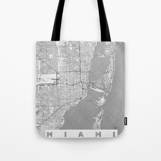 Miami Map Line Tote Bag