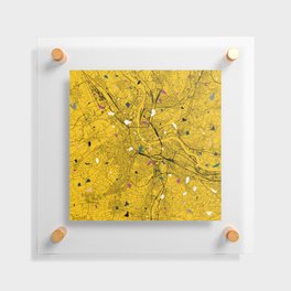 basel - Switzerland. Yellow Terrazzo City Map Floating Acrylic Print