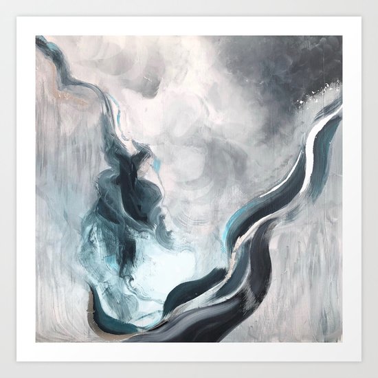 Siren Song Teal Blue Gray Silver Painting Art Print By