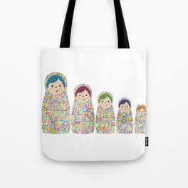 Rainbow Matryoshka Nesting Dolls Tote Bag