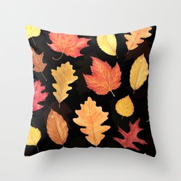 Autumn Leaves - black Throw Pillow