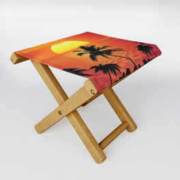 sunset on palm island Folding Stool
