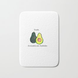Truth: Avocados are Assholes Bath Mat | Watercolour, Fruit, Modern, Food, Avocado, Ink, Kitchen, Painting, Watercolor, Greenfruit 