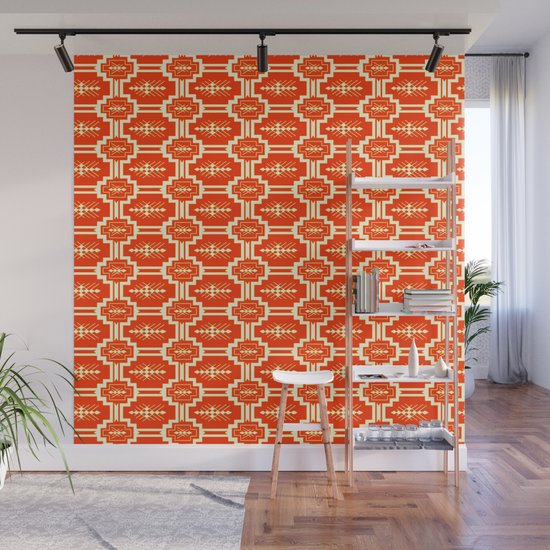 Orange Butter Cream Yellow Frames Country Saloon Wallpaper