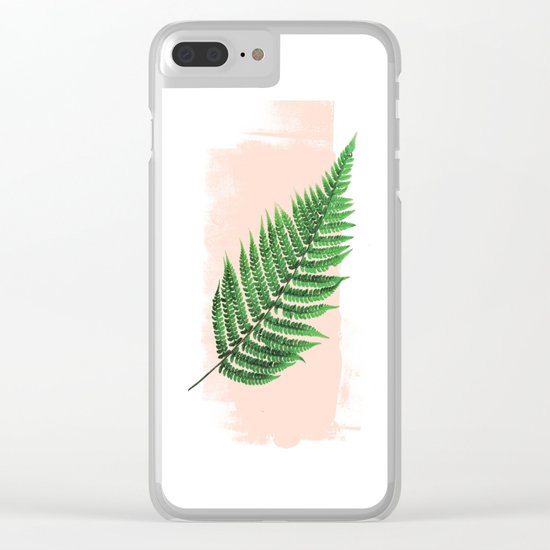 Fern Leaf on Pink Clear iPhone Case