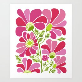 Pink Daisy Flower Illustration Art Print
