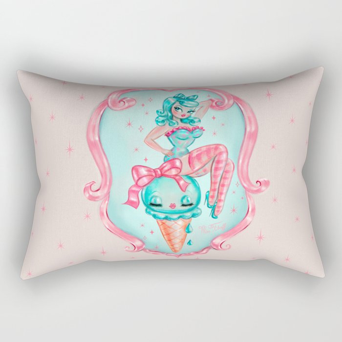 Candy Blue Ice Cream Pin Up Doll Rectangular Pillow By Fluff Candy Blue Ice Cream Pin Up Doll Rectangular Pillow