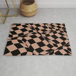 Black and Tan Distorted Checkerboard Pattern Pairs DE 2022 Popular Color Chinook Salmon DET456 Area & Throw Rug
