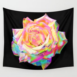 Iridescent Holographic Rainbow Pastel Rose Flower Wall Tapestry