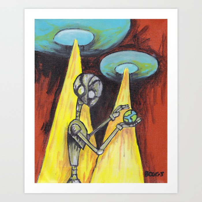 Robot Alien Art Print by Kent Boggs | Society6