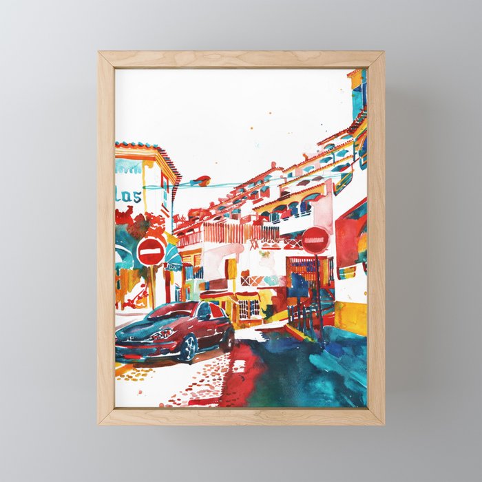 Hotel and Restaurant in Portugal Framed Mini Art Print