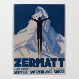 Vintage Zermatt Switzerland Travel Poster