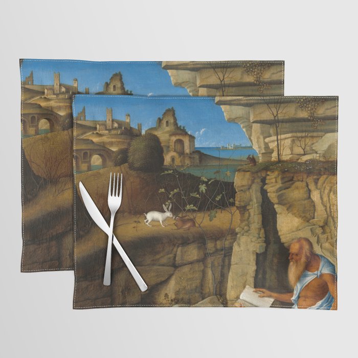 Saint Jerome Reading by Giovanni Bellini Placemat