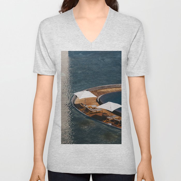 Embraced by the Blue Sea - Mexico Wanderlust V Neck T Shirt
