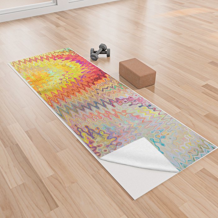 Psychedelic Wavy Abstraction Artwork Yoga Towel