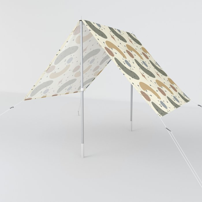 Mid Century Modern Abstract Pattern 20 in Olive green, Orange, Tan and Light Yellow Sun Shade