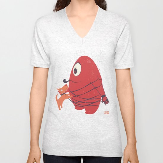 Cyclopes Monster Blob & Orange Dog Unisex V-Neck