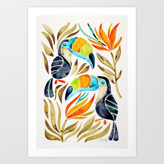 Tropical Toucans – Sepia Palette Art Print