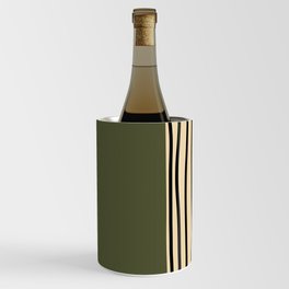 Abstract mid century modern minimalist stripes- seaweed green Wine Chiller