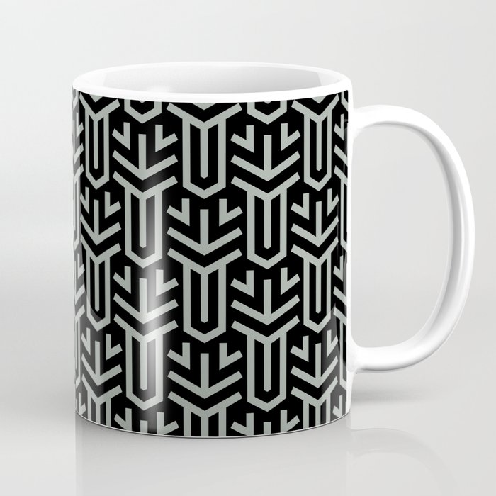 Black and Gray Minimal Geometric Shape Tile Pattern Pairs 2022 Trending Color Casting Shadow DE6291 Coffee Mug