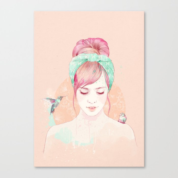 Pink hair lady Canvas Print