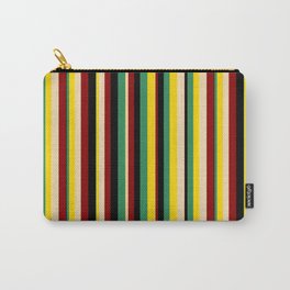 [ Thumbnail: Sea Green, Yellow, Tan, Dark Red, and Black Colored Lines Pattern Carry-All Pouch ]