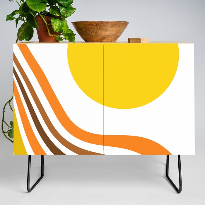 Retro Sun Ocean Wave #1 #retro #art #society6 Credenza