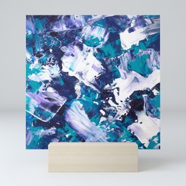 Be the Change | Modern blue teal green purple white abstract acrylic painting Mini Art Print