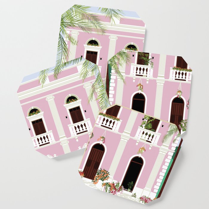 Puerto Rico Pink House Coaster