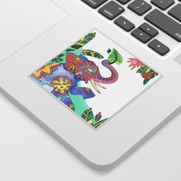 The Happy Elephant - Turquoise Sticker