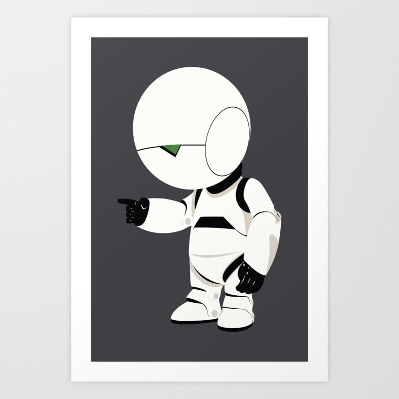Marvin The Paranoid Android - The Hitchhiker's Guide To The Galaxy Art Print By Christofer Rademacher | Society6