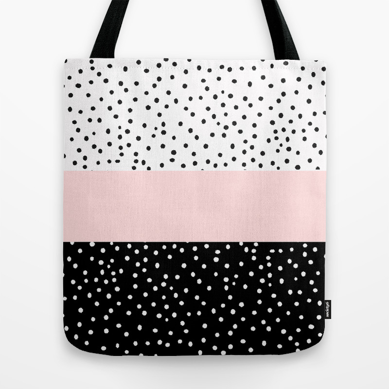 black watercolor polka dots Tote Bag