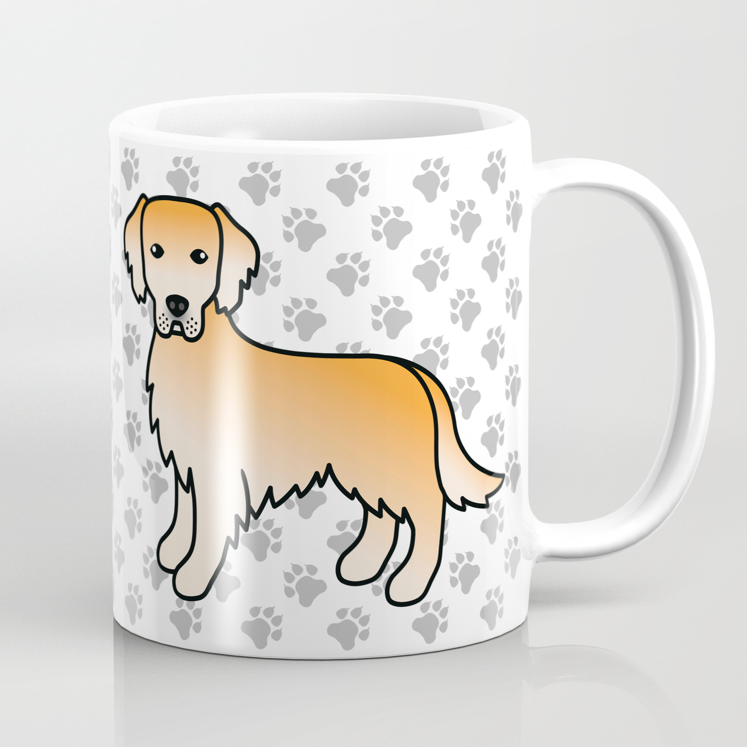 Yellow Golden Retriever Breed Dog Cute Cartoon Illustration Coffee