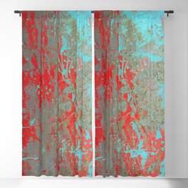 texture - aqua and red paint Blackout Curtain