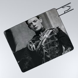 Winston Churchill, 1895 black and white portrait photograph Picnic Blanket