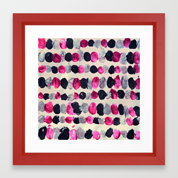Beads Of Black Pink Silver Abstract Painting Framed Art Print