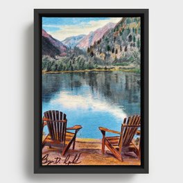 'Sit & Breathe' Adirondack Chair Original Art - Mountain Lake Wall Decor Framed Canvas