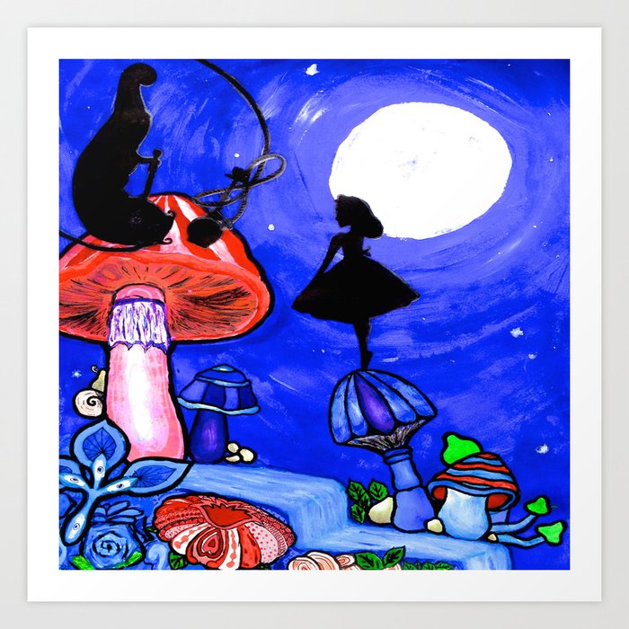 Trippy Original Alice In Wonderland By The Moon Mushroom Mixed