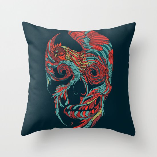 Rooster Skull Throw Pillow