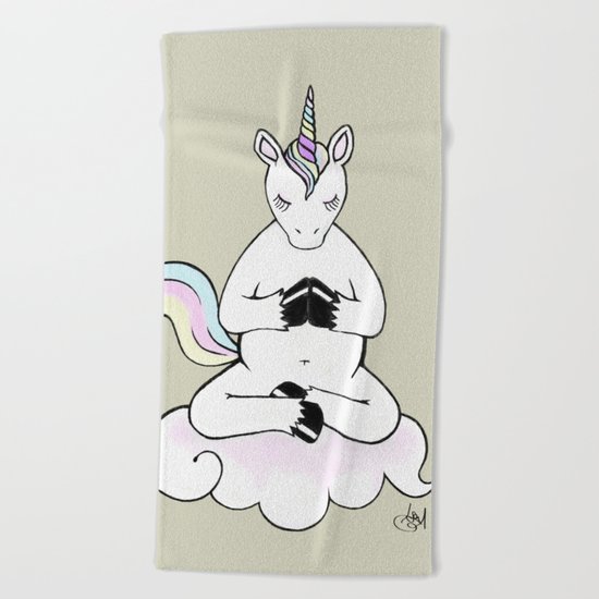 Meditating Unicorn Beach Towel